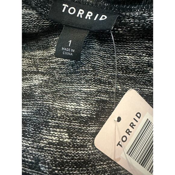 NWT Torrid Open Front Drape Lightweight Cardigan Heathered Gray Colorblock 1X - Picture 7 of 9